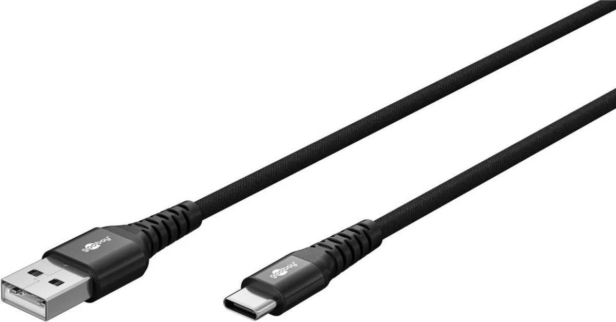 Miękki kabel USB‑C do USB‑A, tekstylny z metalowymi złączami, czarny 74525 /0,5m/ - obrazek 2