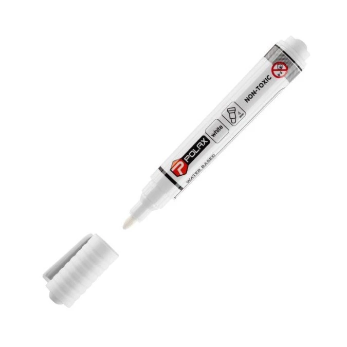 Marker pisak permanentny, biały Polax 4 mm, 10 szt. (49‑0061) - obrazek 2