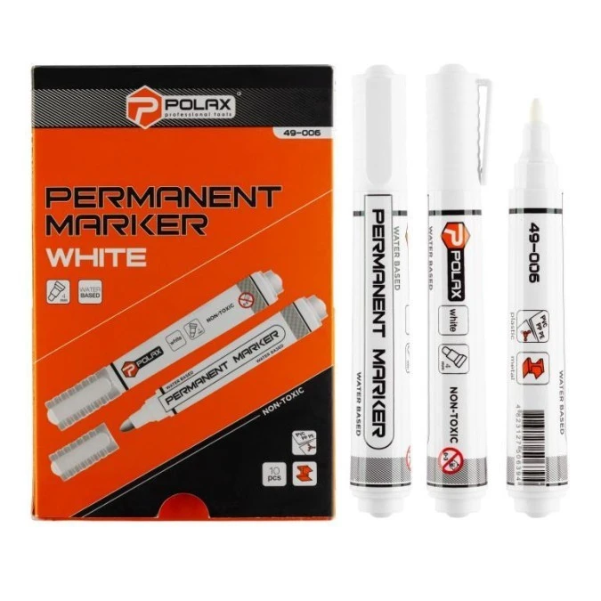 Marker pisak permanentny, biały Polax 4 mm, 10 szt. (49‑0061) - obrazek 1