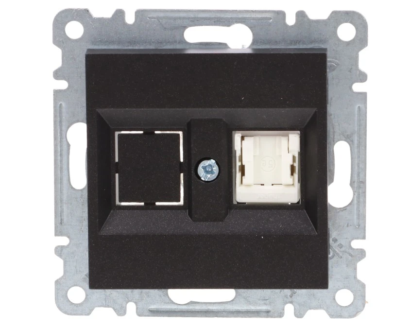 Lumina Gniazdo komputerowe pojedyncze RJ45 kat.5e UTP czarne WL2113 - obrazek 1