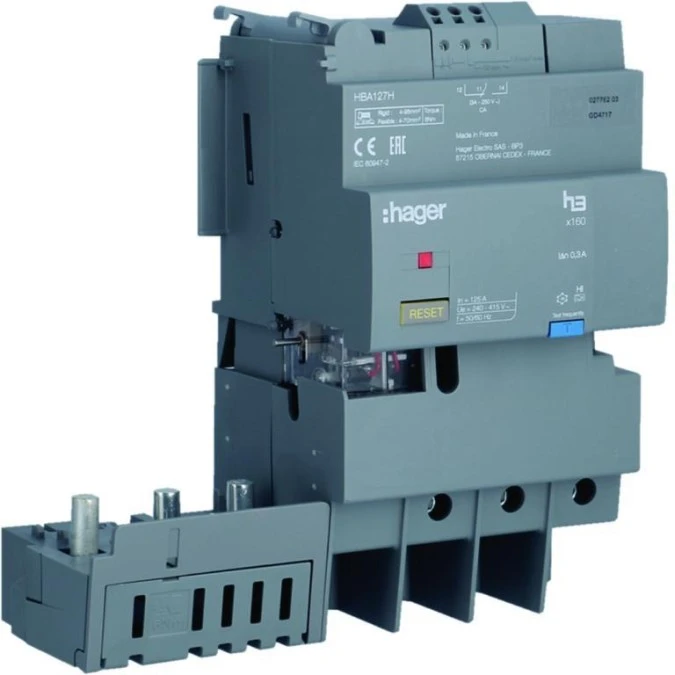 MCCB Blok różnicowo‑prądowy x160 3P 125A, bez regulacji HBA127H - obrazek 1
