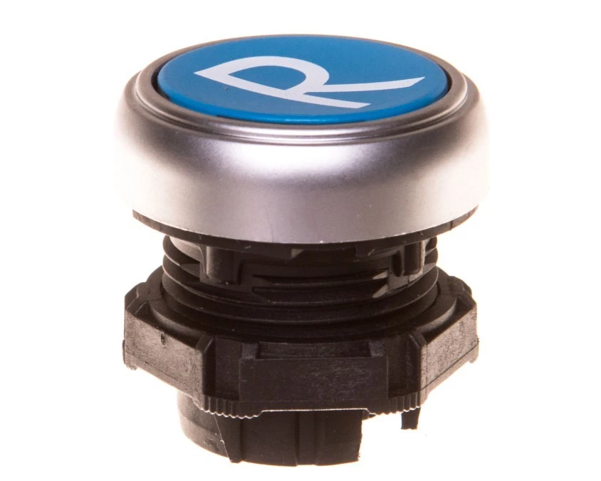 Napęd przycisku 22mm niebieski z samopowrotem bez adaptera symbol /R/ LPCB1176 - obrazek 1