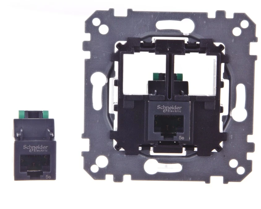 Merten System M Gniazdo komputerowe podwójne RJ45 kat.5e UTP mechanizm MTN4575‑0002 - obrazek 1