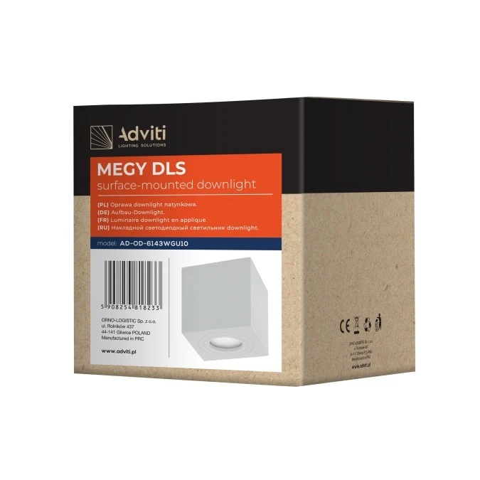 MEGY DLS GU10 downlight max 50W, IP54, kwadrat, biały, aluminium,AD‑OD‑6143WGU10 - obrazek 2