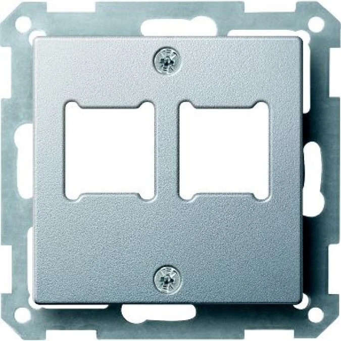 Merten System M Płytka centralna gniazda teleinformatycznego RJ11/RJ45 aluminiowy MTN291260 - obrazek 1