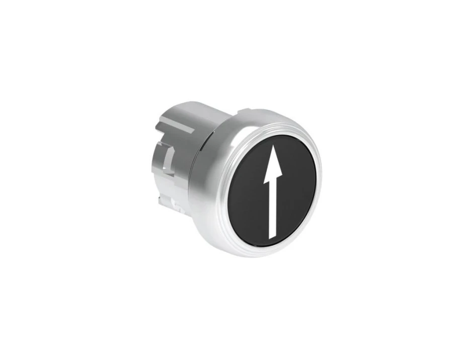 Metalowy przycisk fi22mm kryty samoczynny powrót z symbolem STRZAŁKA W GÓRĘ Czarny LPSB1152 - obrazek 1