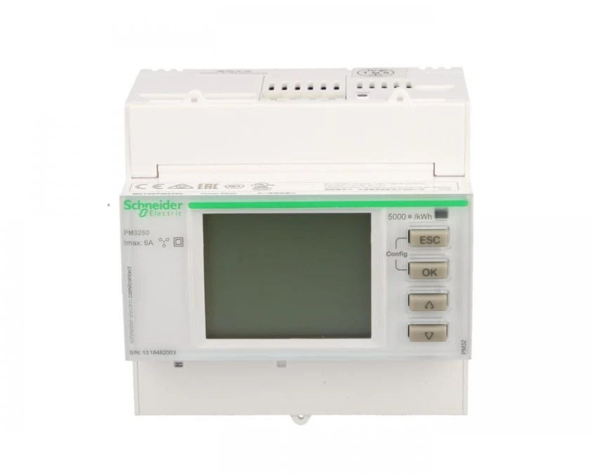 Miernik cyfrowy wielofunkcyjny (U, I, P, Q, f, PF) 5/1A przekładnik 100‑480V AC Modbus RS485 modułowy PM3250 METSEPM3250 - obrazek 1