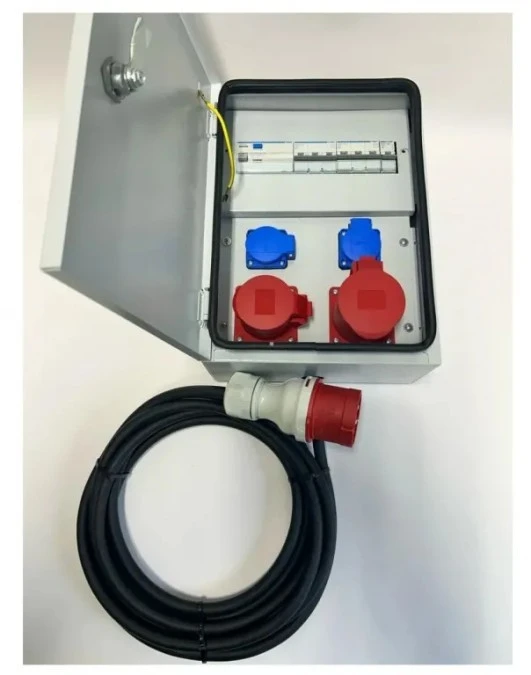 Metalowa rozdzielnica CEE 32A 16A 2x230V z bezpiecznikami HAGER FI z kablem 5m IP54 94H‑5 - obrazek 1