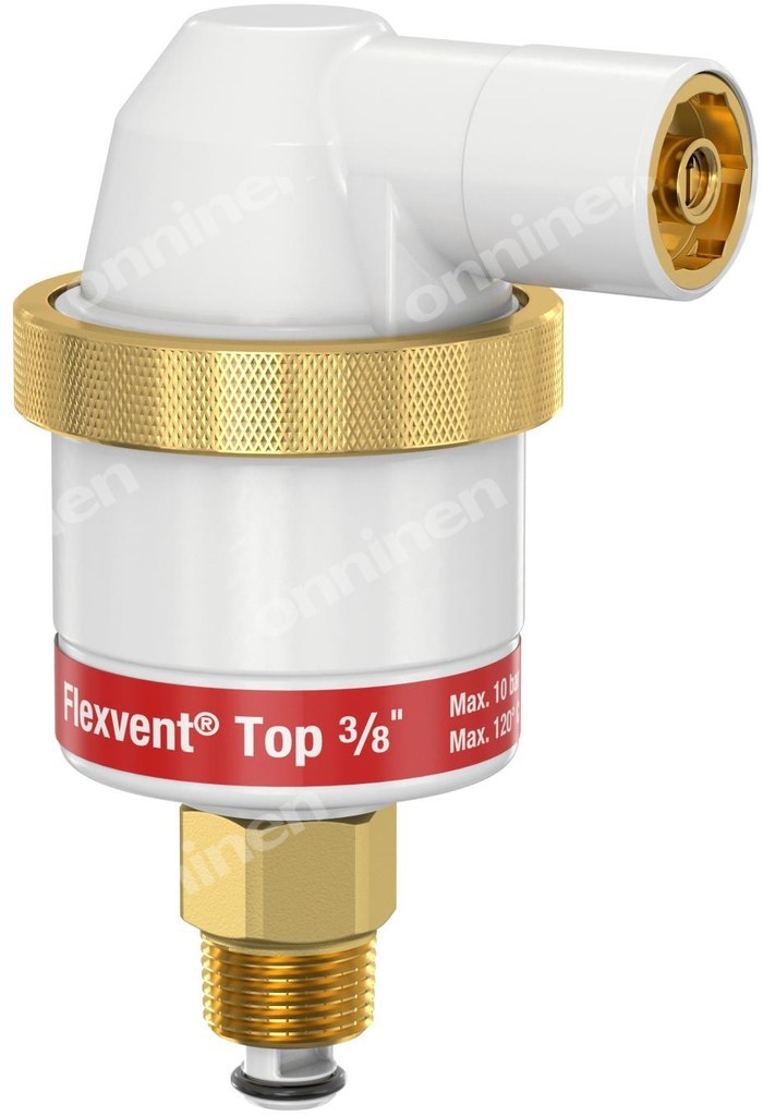 Odpowietrznik FLEXVENT TOP-W / biały, 28510, z zaworem stopowym gwint zewnętrzny R 3/8 cala, temp. pracy do 120 st.C, ciśnienie do 10 bar, stężenie glikolu do 50% - obrazek 1