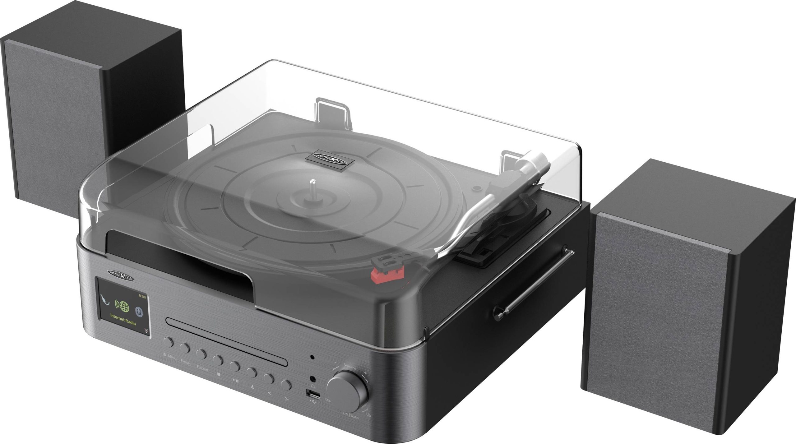 Tuner HiFi, radio internetowe Reflexion czarny, brązowy DAB+, CD-Player, Bluetooth®, z głośnikiem - obrazek 1