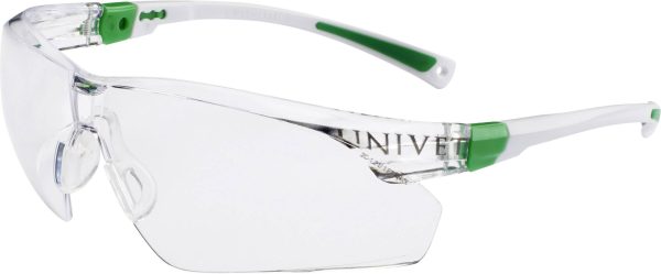 Univet 506UP 506U-03-00 Okulary ochronne z zabezpieczeniem przeciw zaparowaniu, z ochroną UV biały, zielony EN 166 DIN 1