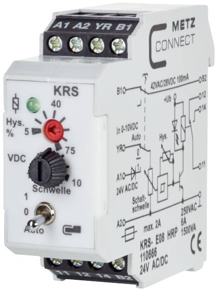 Przełącznik progowy 24, 24 V/AC, V/DC (max) 1 zestyk przełączny Metz Connect 110666 sztuka 1 szt.