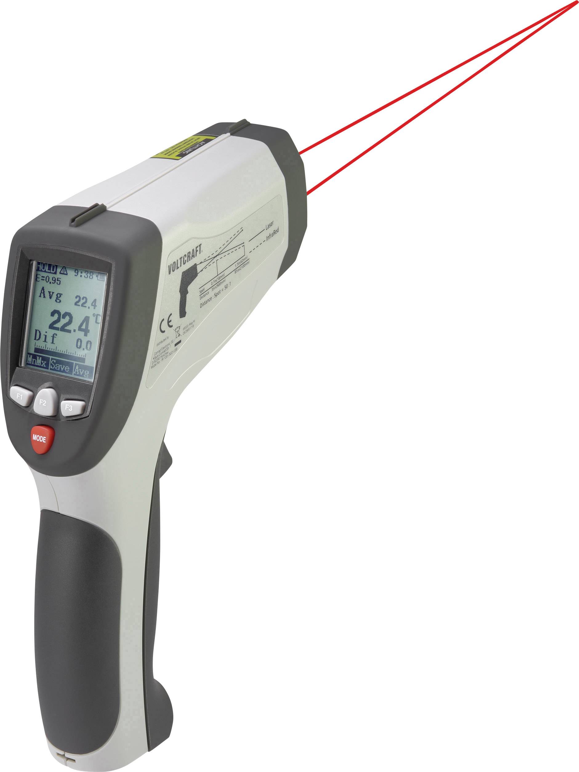 VOLTCRAFT IR 1201-50D USB Pirometr Optyka 50:1 -50 - 1200 °C Termometr bezdotykowy - obrazek 1