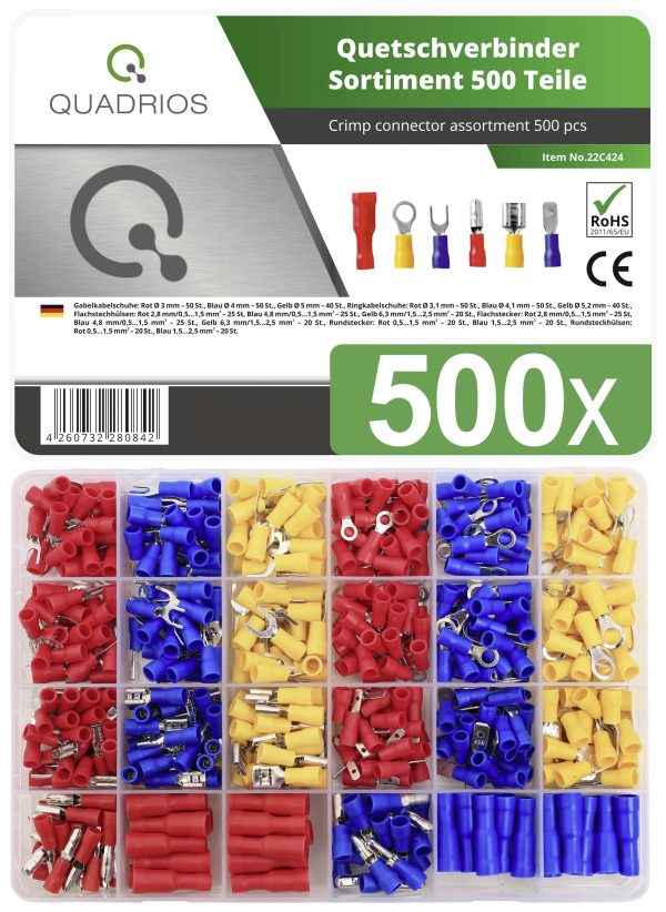 Quadrios 22C424 Zestaw złączy zaciskanych 0.5 mm² 2.5 mm² czerwony, niebieski, żółty 1 zest.