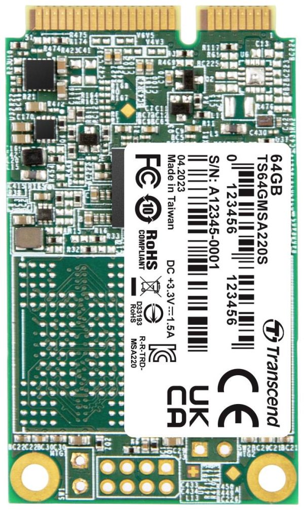 Dysk wewnęrztny SSD mSATA 64 GB Transcend 220S SATA 6 Gb/s Produkt nowy