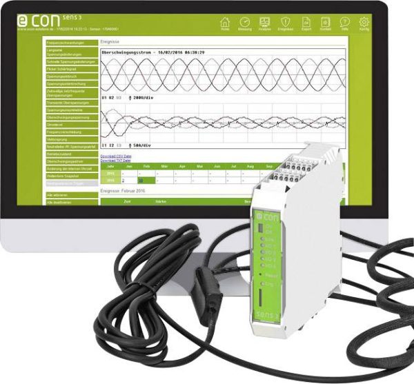 Analizator sieci econ solutions econ sens3PRO – 400A 3-fazowy z funkcją rejestratora