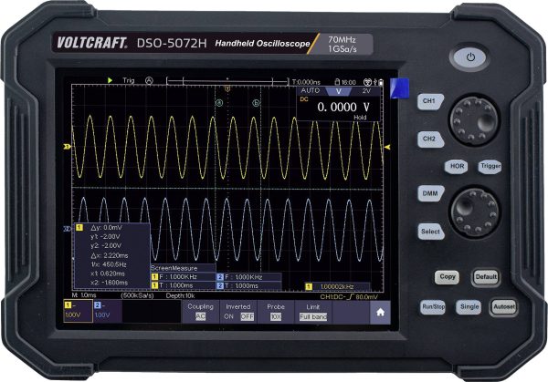 Skopometr VOLTCRAFT DSO-5072H, 70 MHz, 2- kanałowy, 1 GSa/s, 40 Mpts, 8 Bit