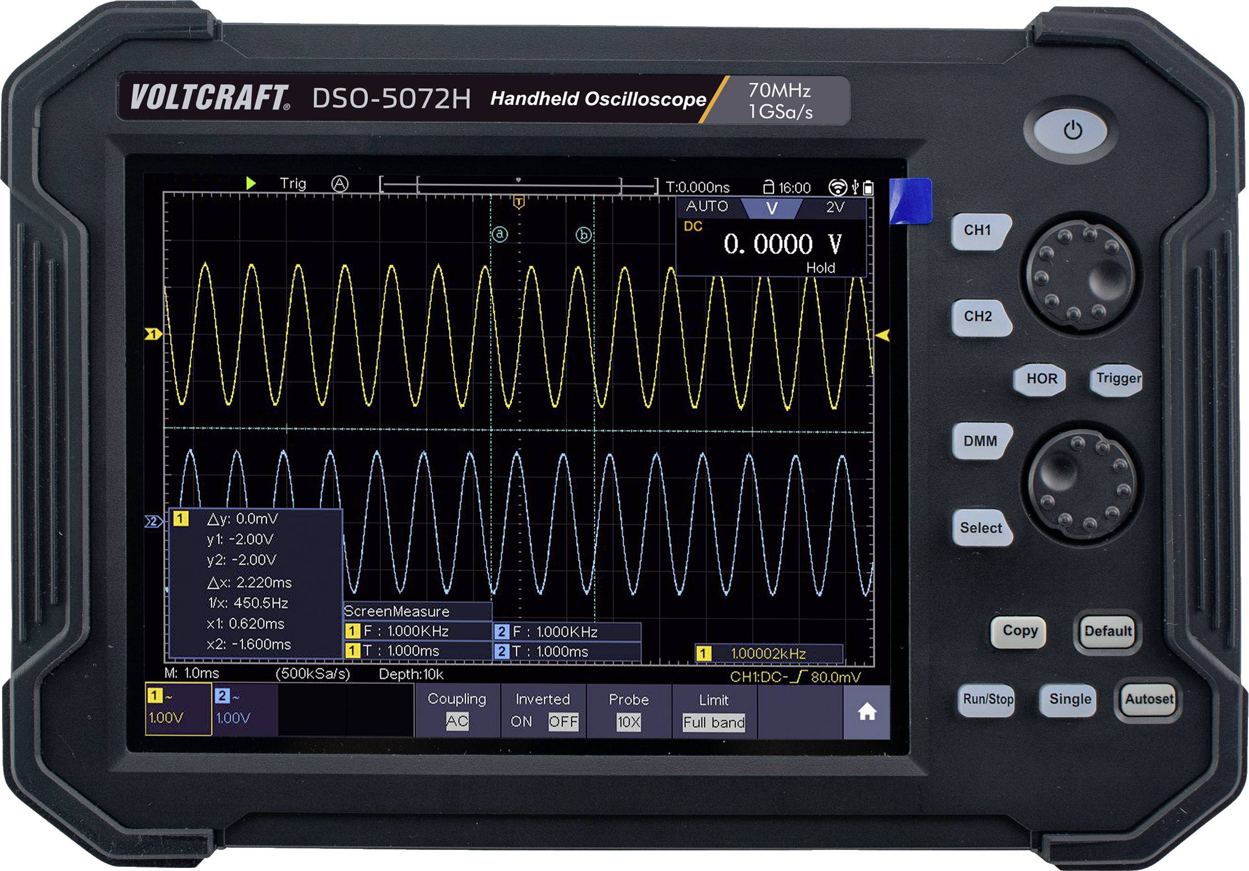 Skopometr VOLTCRAFT DSO-5072H, 70 MHz, 2- kanałowy, 1 GSa/s, 40 Mpts, 8 Bit - obrazek 1