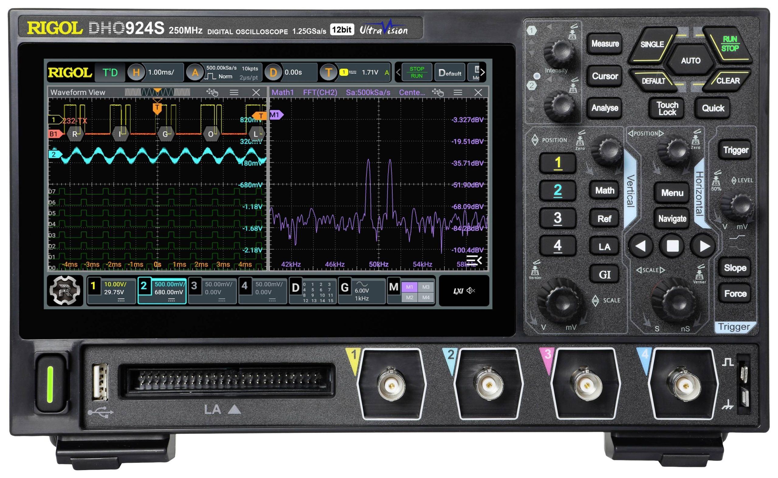 Oscyloskop cyfrowy Rigol DHO924S 250 MHz 1.25 GSa/s - obrazek 1