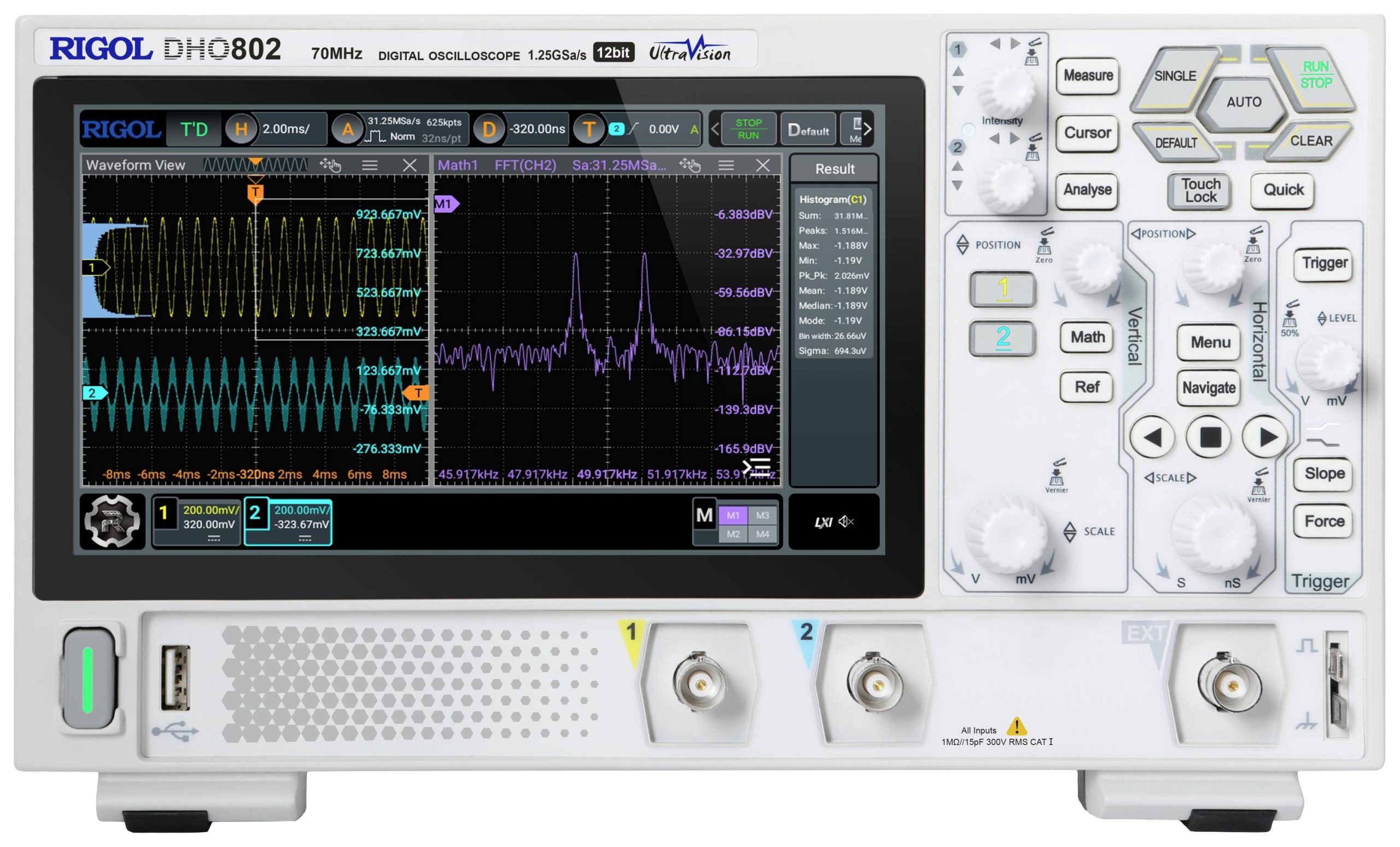 Oscyloskop cyfrowy Rigol DHO802 70 MHz 1.25 GSa/s - obrazek 1