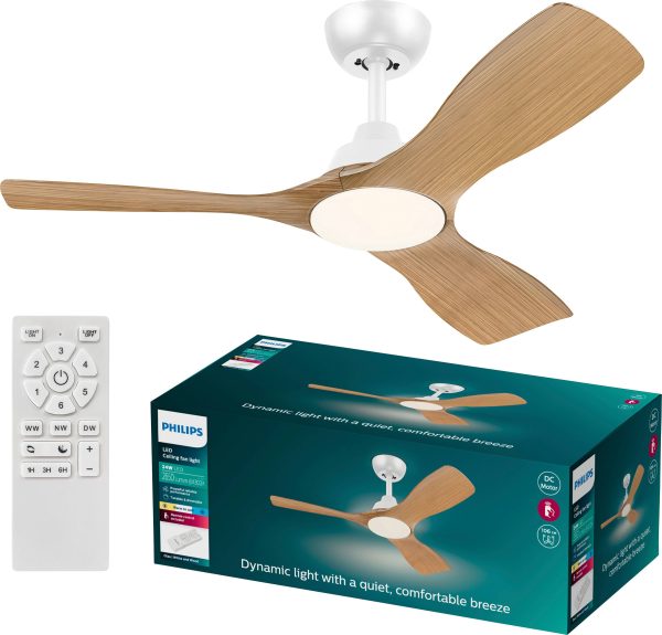 Philips LED Olas Wentylator sufitowy 30 W (Ø x W) 1070 mm x 310 mm biały pilot zdalnego sterowania, możliwość regulacji
