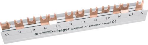 Hager KDN451D Listwa połączeniowa Hager KDN451D Szyna fazowa szary 4 styki 80 A 1 szt.
