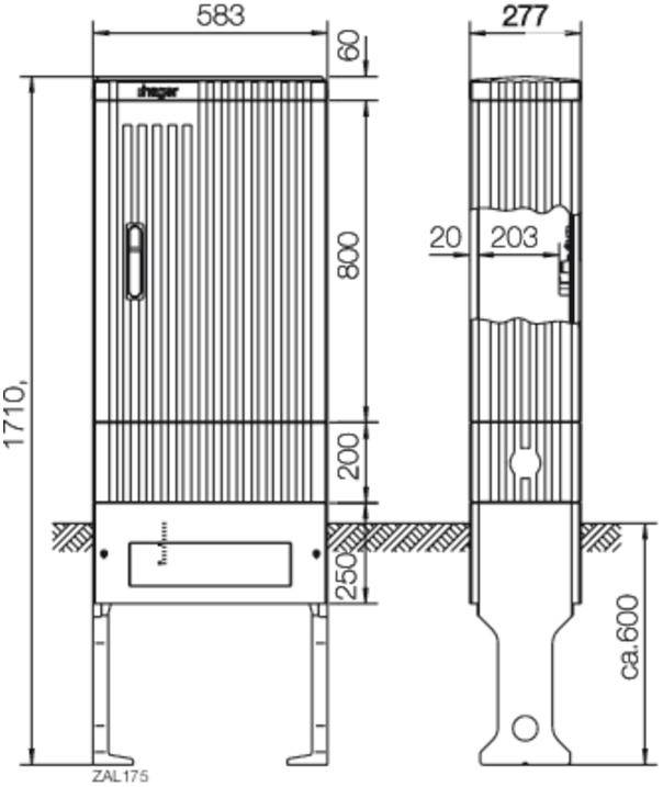 Hager ZAL175 Kolumna dystrybucyjna Hager ZAL175 pusta 1710x583x277mm Kolumna dystrybucyjna szary (ral 7035) 1 szt. - obrazek 1