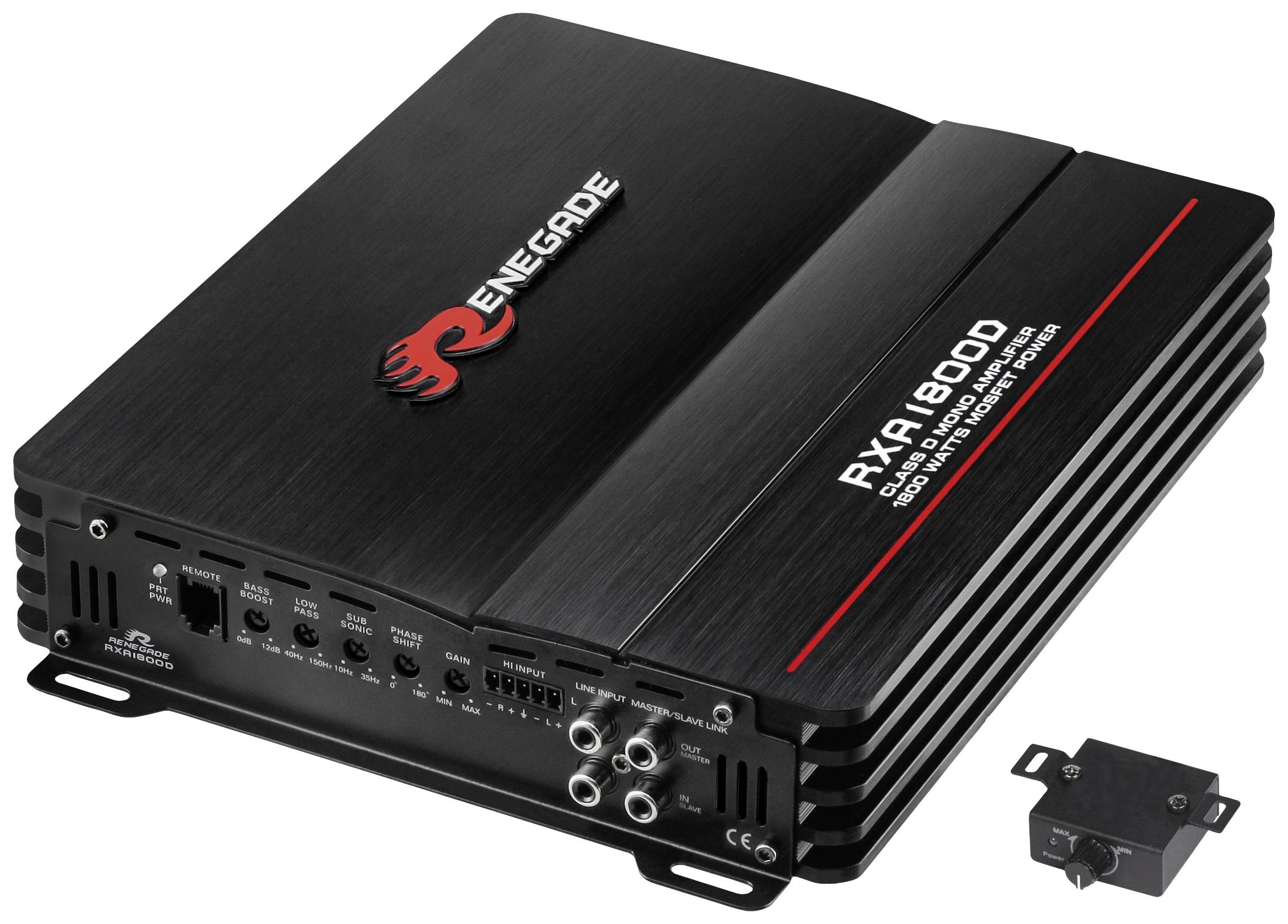 Renegade RXA1800 Wzmacniacz jednokanałowy 1800 W Regulacja głośności / tonów niskich / wysokich Pasuje do (Marka samocho - obrazek 1