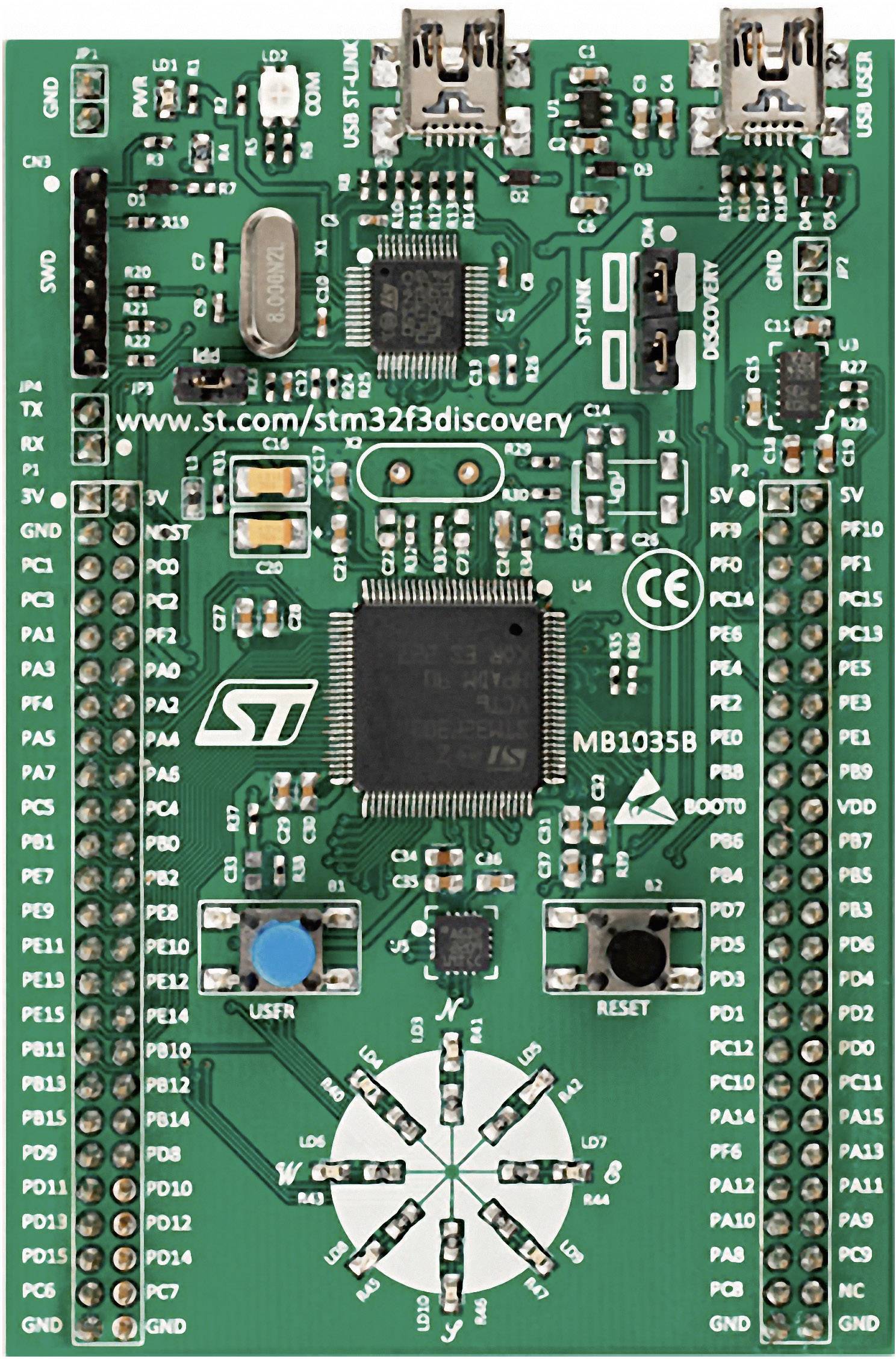 Discovery-Kit dla mikrokontrolerów serii STM32 F3 z STM32F303 MCU ST STM32F3DISCOVERY - obrazek 1