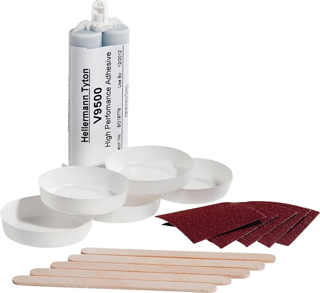 HellermannTyton 627-95001 Klej dwuskładnikowy do rurek termokurczliwych i wyprasek V9500 Epoxy Kit-EP-BK, 1 szt. - obrazek 1