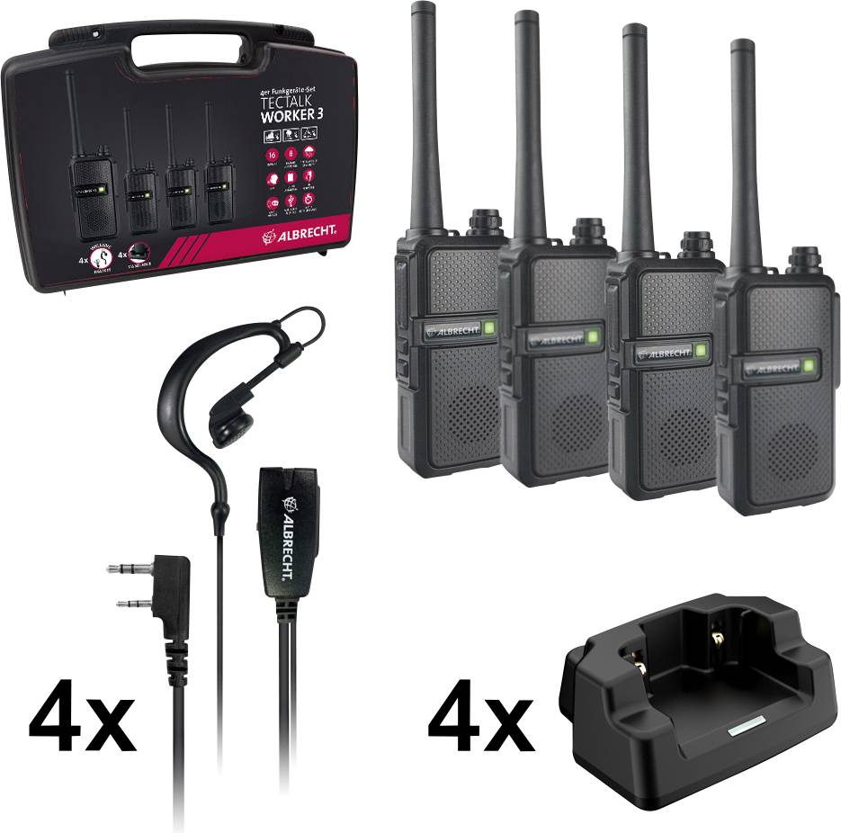 Albrecht Tectalk Worker 3 29826 Radiotelefon PMR Zestaw 4-elementowy - obrazek 1