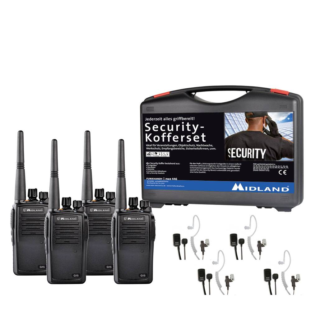 Midland G15 Pro NC PMR 4er Security-Koffer C1127.S4 Radiotelefon PMR Zestaw 4-elementowy - obrazek 1