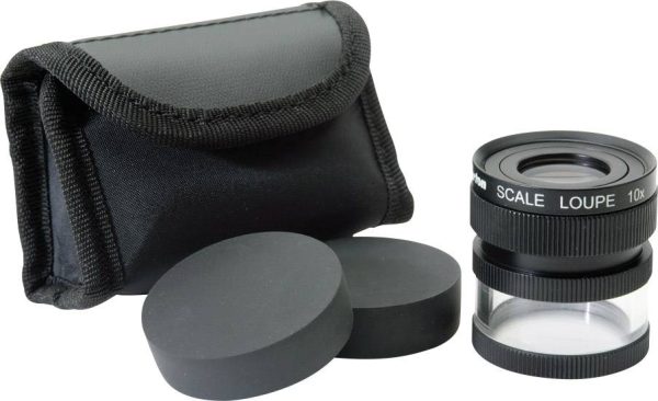 Lupa ręcznaze skalą pomiarową Współczynnik powiększenia: 10 x Rozmiar soczewki: (Ø) 19 mm Ideal Tek M12102 Skala w mm/ca