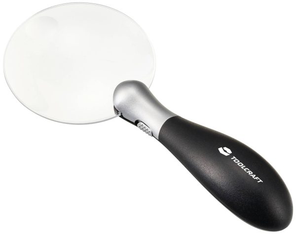 Lupa ręczna TOOLCRAFT TO-8997036 z oświetleniem LED Współczynnik powiększenia: 3 x, 5 x