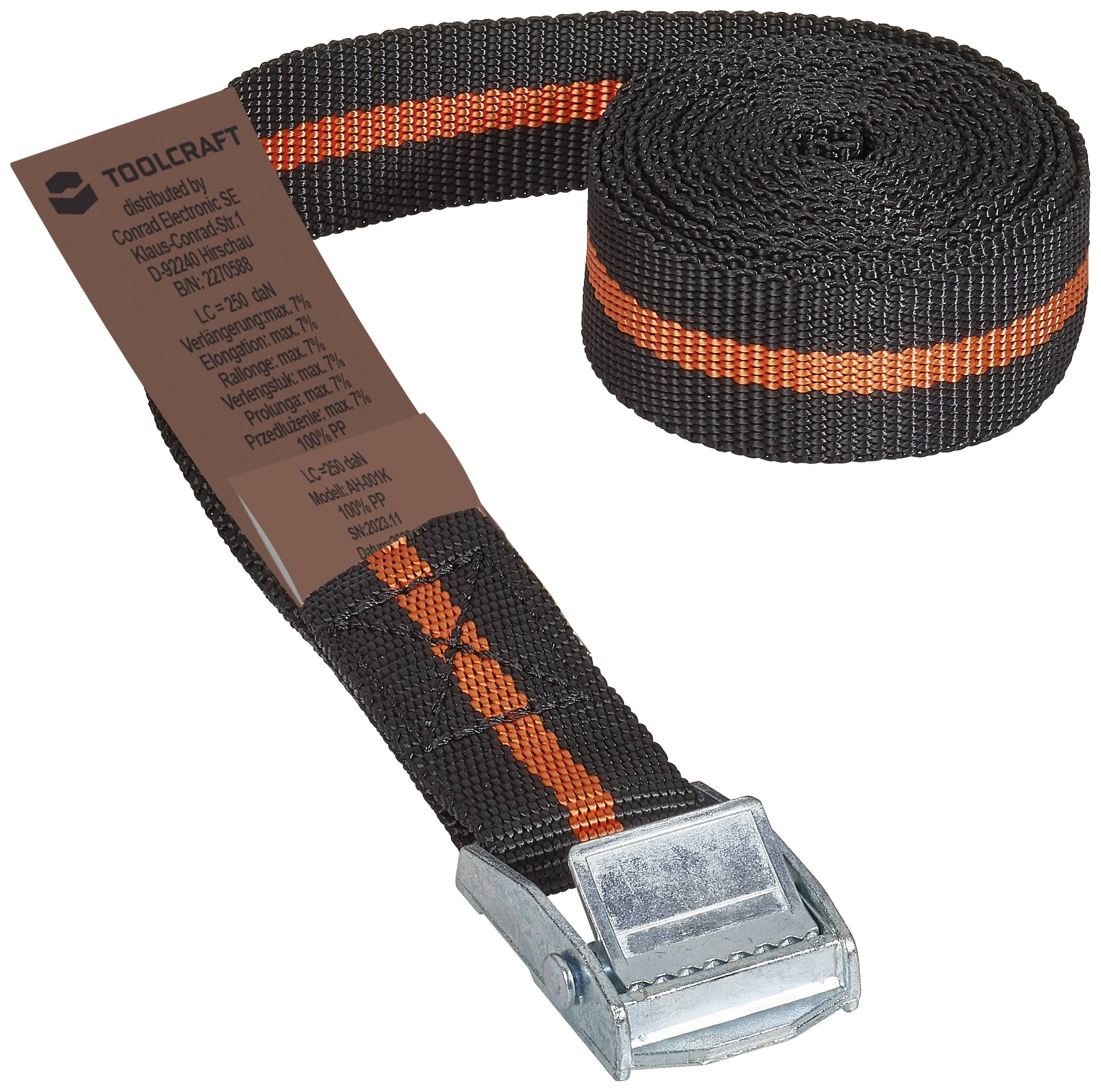 TOOLCRAFT Pas zaciskowy Siła pociągowa LC mocowanie (indywidualnie / bezpośredni)=125 daN (D x S) 5 m x 25 mm Zapięcie k - obrazek 1
