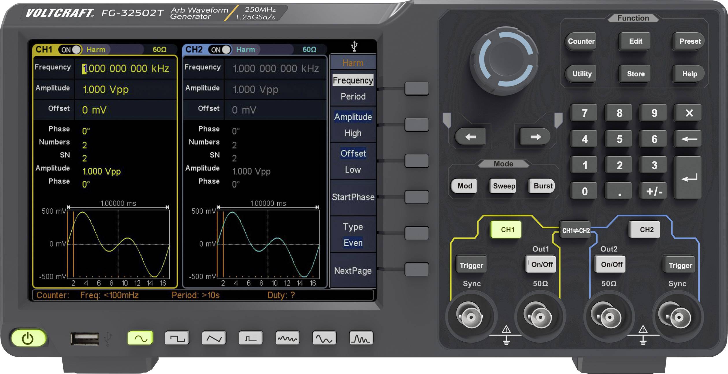 Generator funkcyjny VOLTCRAFT FG-32502T - obrazek 1