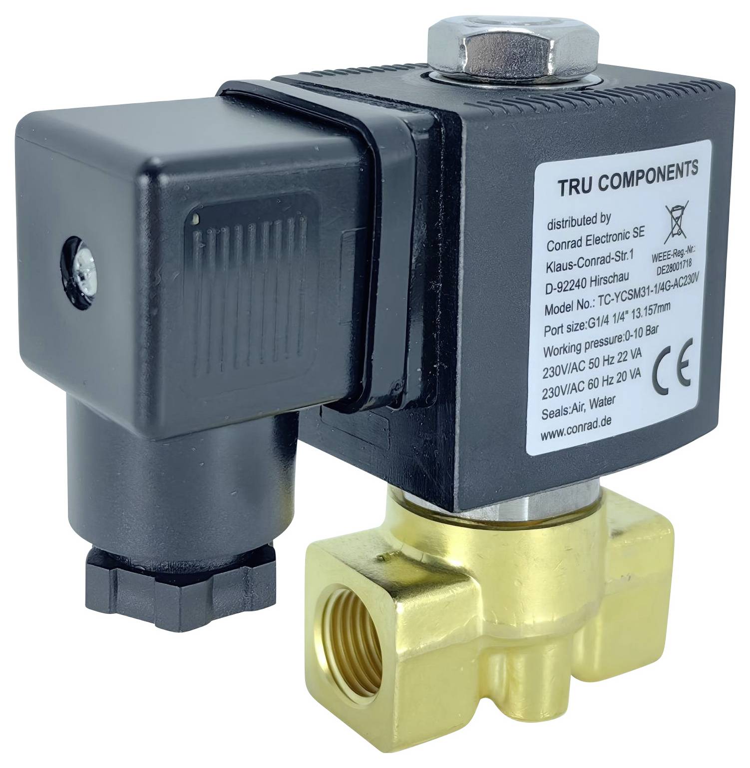 Zawór bezpośredni TRU COMPONENTS TC-YCSM31-1/4G-AC230 TC-14211684, 0 do 10 bar - obrazek 1