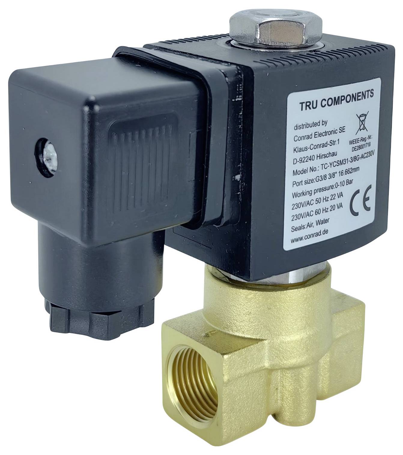 Zawór bezpośredni TRU COMPONENTS TC-YCSM31-3/8G-AC230 TC-14211688, 0 do 10 bar - obrazek 1