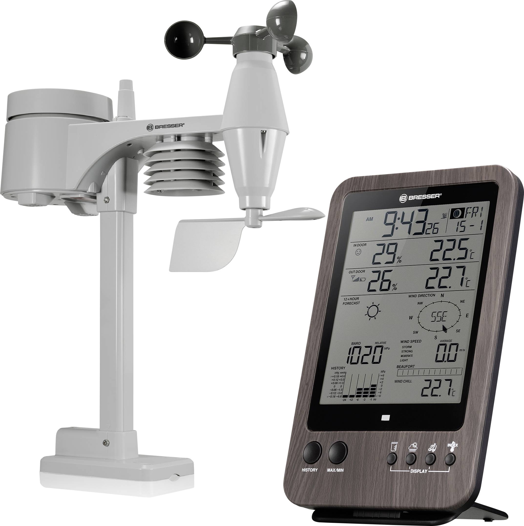 Stacja pogodowa bezprzewodowa Bresser Optik WTW 5in1 Center 7002512 - obrazek 1