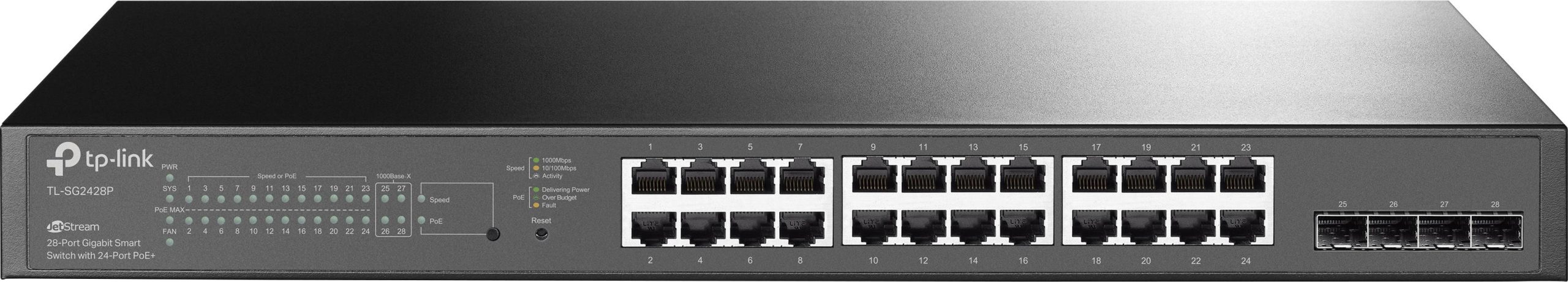 TP-LINK TL-SG2428P JetStream TL-SG2428P Switch sieciowy 24+4 Porty 10 / 100 / 1000 MBit/s funkcja PoE - obrazek 1