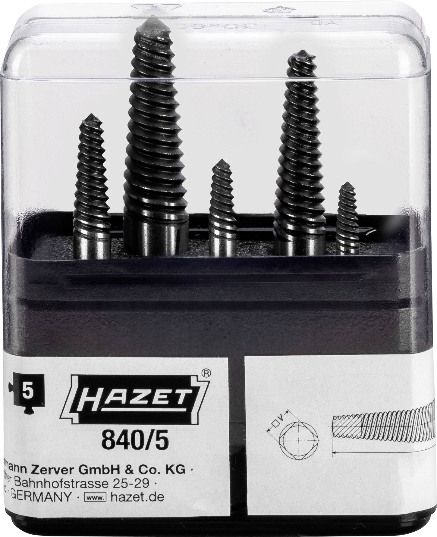 Zestaw do naprawy śrub Hazet 840/5 M4 - M18 - obrazek 1