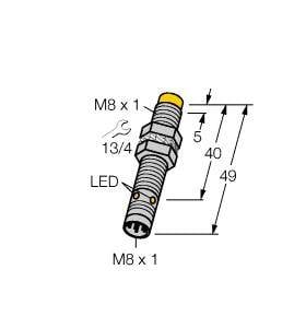 Turck Czujnik indukcyjny nie podtynkowy PNP, Zamykający NI6U-EG08-AP6X-V1131