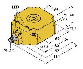 Turck Czujnik indukcyjny nie podtynkowy PNP, Przełącznik NI75U-Q80-VP4X2-H1141