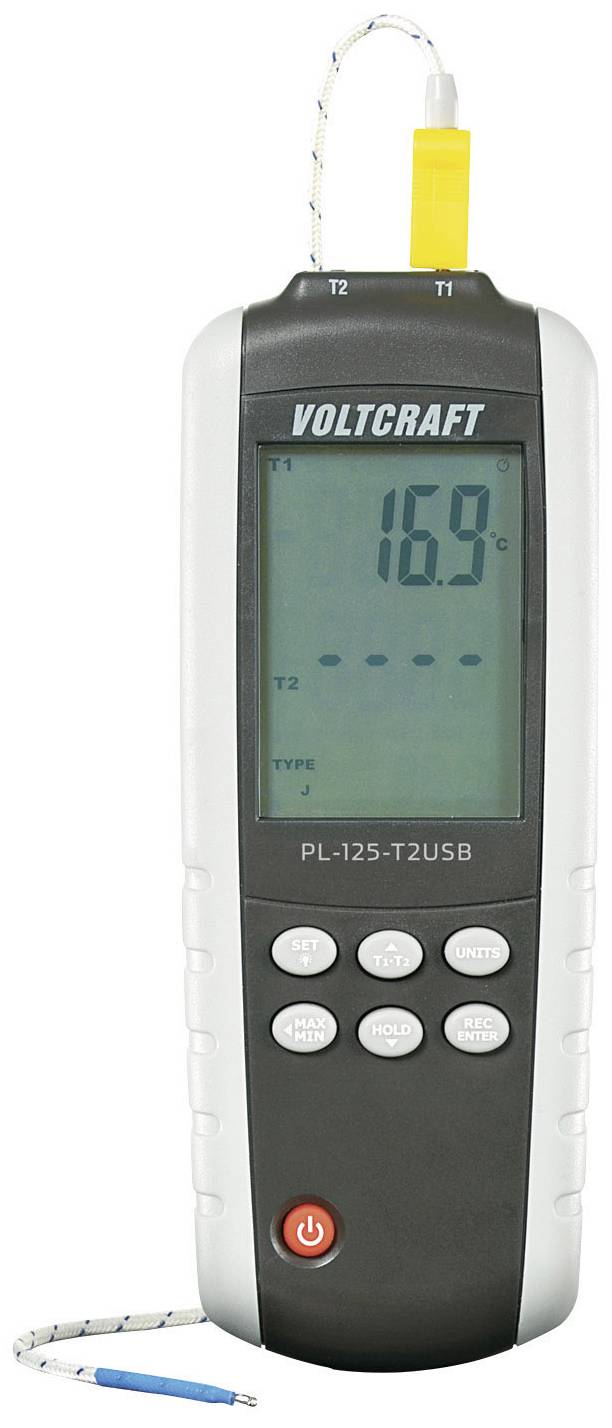 Termometr typu K, J VOLTCRAFT PL-125-T2, -200 - +1372 °C - obrazek 1