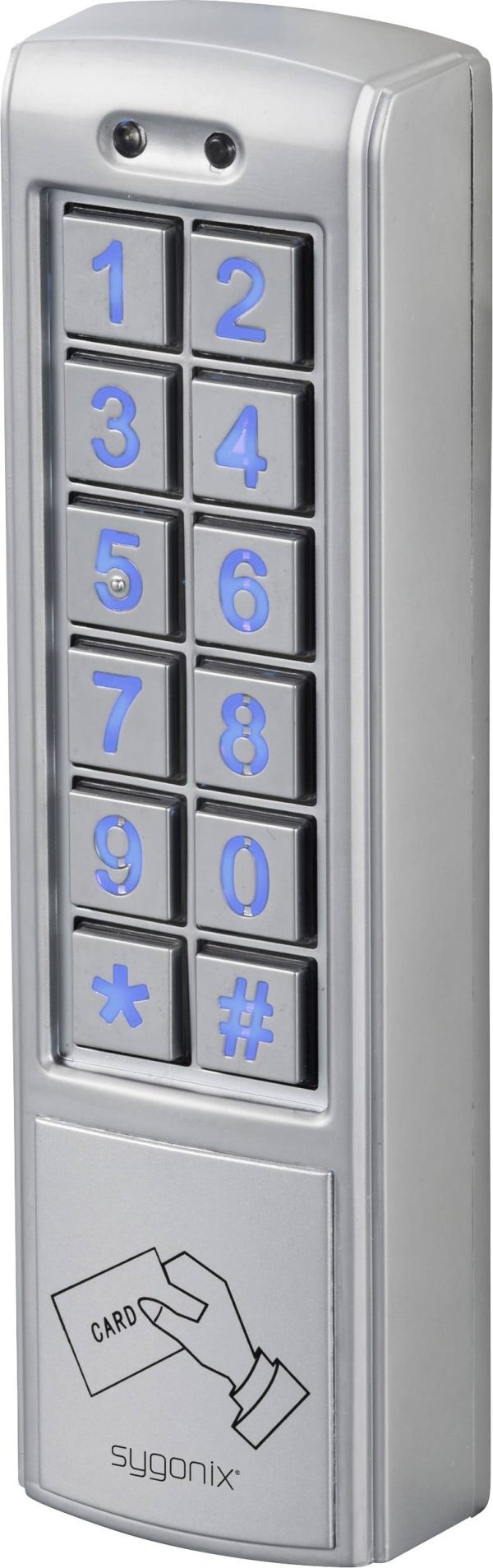 Klawiatura kodowa z RFID Sygonix SY-6421352 montaż na powierzchni 12 V DC/AC, 24 V DC/AC IP66 z podświetlaną klawiaturą