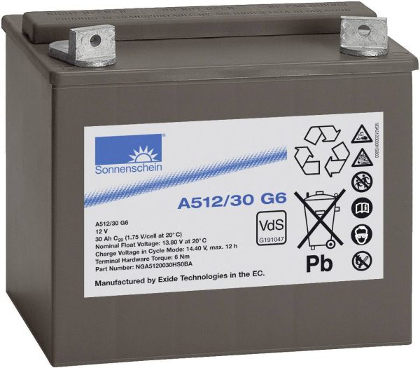 Akumulator ołowiowy GNB Sonnenschein A512/30 G6 NGA5120030HS0BA, ołowiowo żelowe, 12 V, 30 Ah