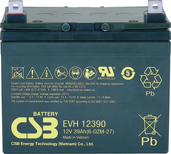 Akumulator ołowiowy CSB Battery EVH 12390 EVH12390, AGM, 12 V, 39 Ah