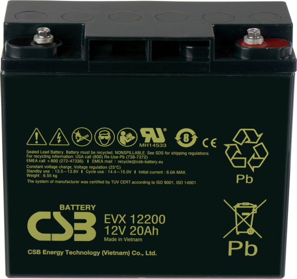 Akumulator ołowiowy CSB Battery EVX 12200 EVX12200, AGM, 12 V, 20 Ah
