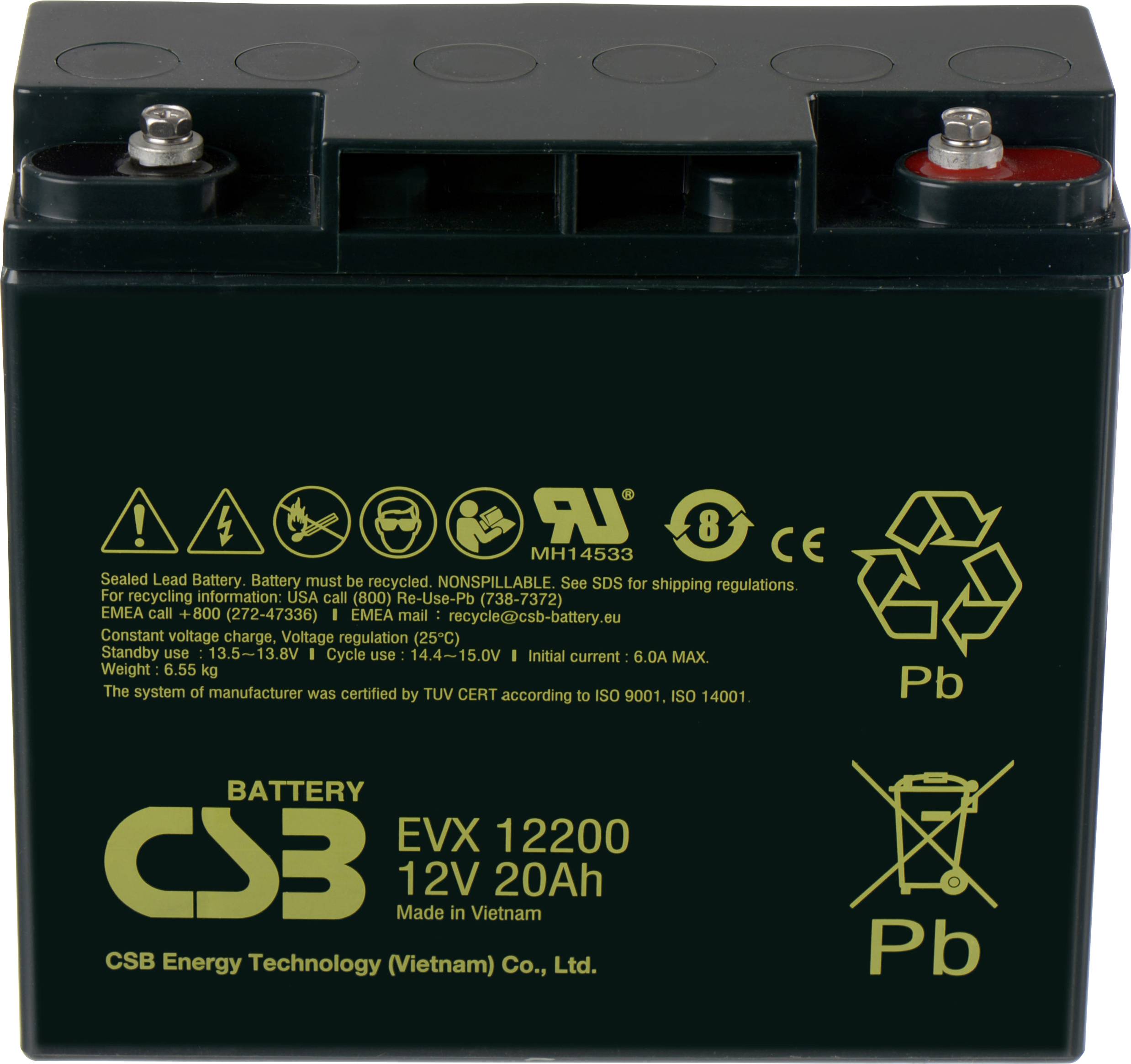 Akumulator ołowiowy CSB Battery EVX 12200 EVX12200, AGM, 12 V, 20 Ah - obrazek 1