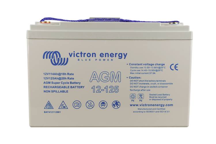 Akumulator ołowiowy Victron Energy AGM Super Cycle 12V 125Ah BAT412112081, ołowiowo żelowe, 12 V, 125 Ah - obrazek 1